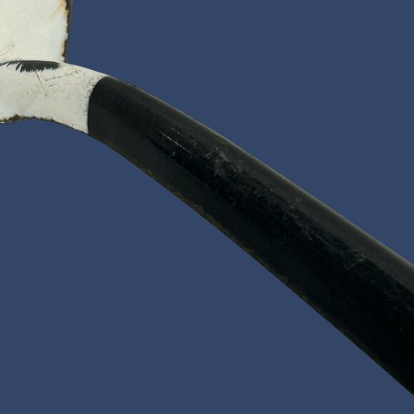 Vintage Metal Enamelware 12”Large Serving Spoon White With Black Handle - Picture 4 of 11